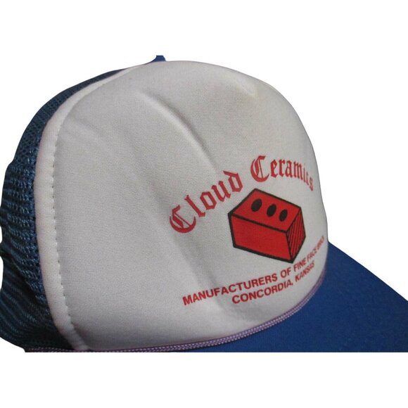 Vintage Cloud Ceramics Trucker Hat White & Blue Mesh Snapback One Size Polyester - Picture 2 of 4